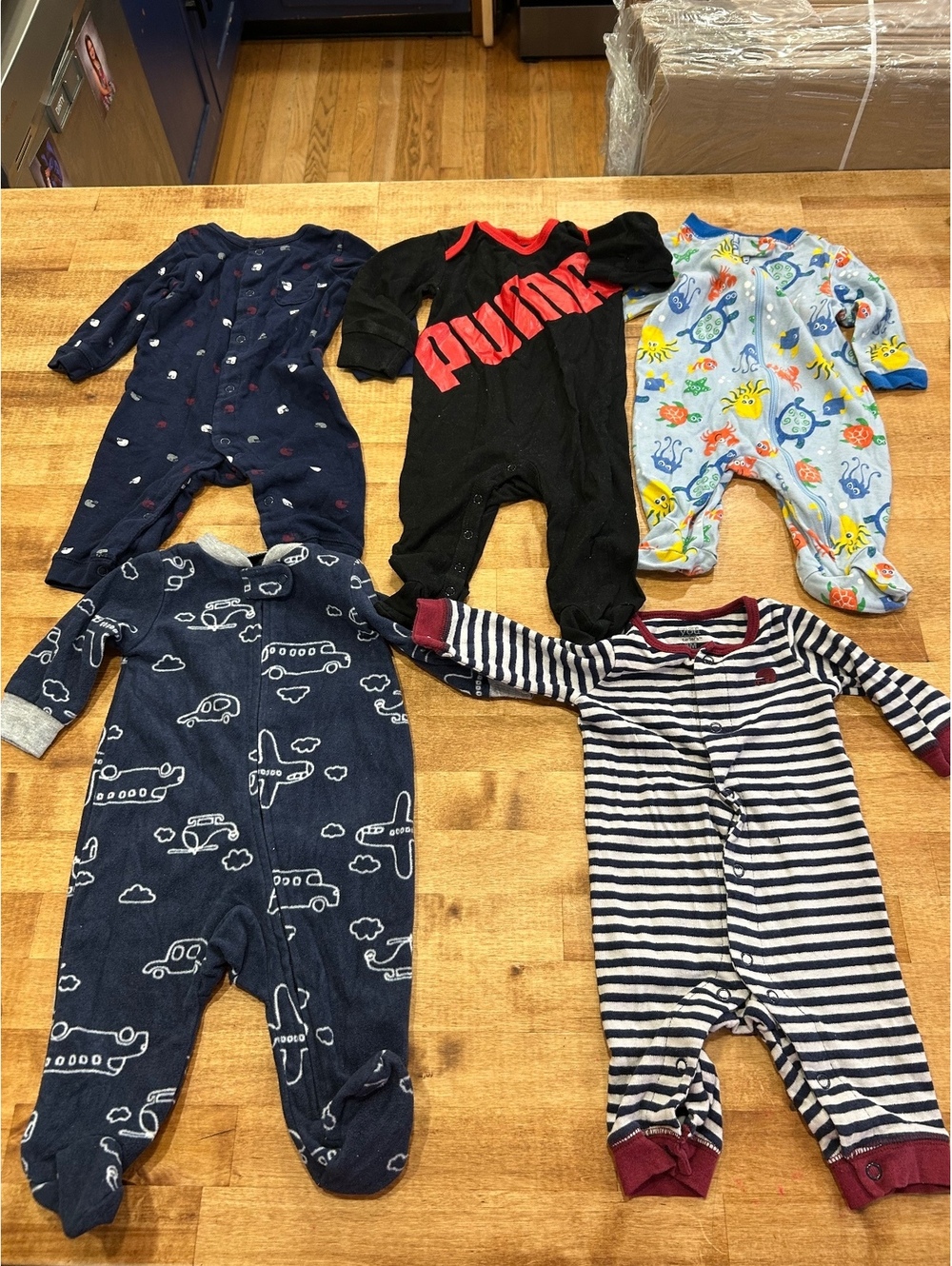 Carter's Baby 0-3 Month Footed Pajama Sleepers Set of 5 baby boy